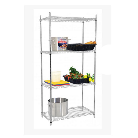 Omcan 45167 Wire Shelving Unit, 36"W x 24"D x 72"H, 4 Shelves, 4 Posts, 16 Clips, Chrome Finish, NSF/KD