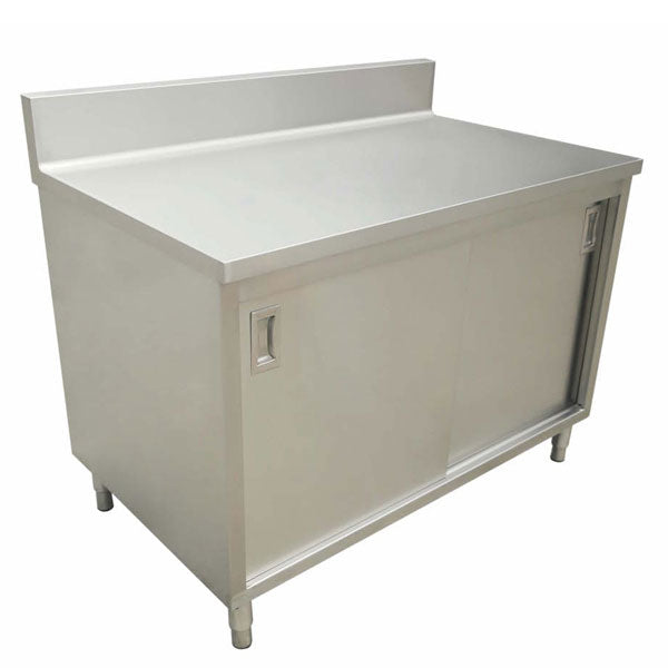 Omcan 45283 Cabinet Base Sliding Doors Work Table | 72" Wide