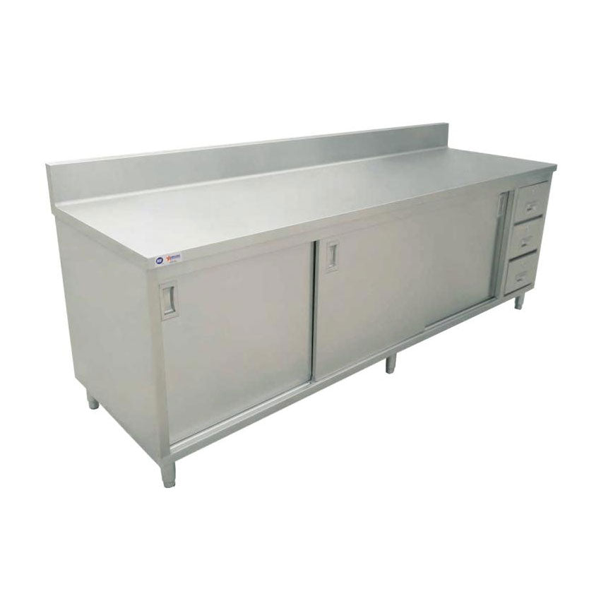 Omcan 45286 Cabinet Base Sliding Doors Work Table | 72" Wide