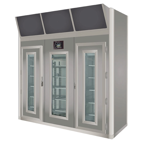 Omcan 45344 Maturmeat 400kg Meat Dry Aging Cabinet, 100" W, 3 Swing Glass Doors, 5,150W 380V, 304 Stainless Steel