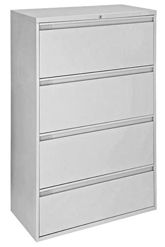 Omcan 45791 36" Wide Light Gray Lateral Office Storage Filing Cabinet, 4-Drawer