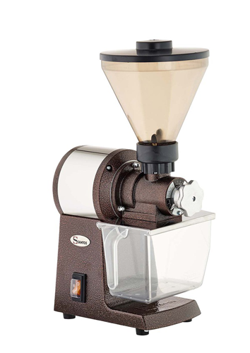 Omcan 46080 Electric Pepper Grinder 2.2 lb Hopper Adjustable Drawer Stainless Body Brown | 13" Wide