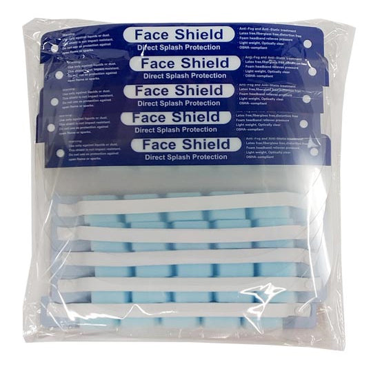 Omcan 46665 Disposable Face Shield, Head-Mounted Anti-Fog Polyethylene, 10/Bag