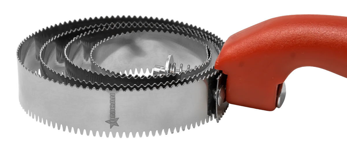 Omcan 47089 Spiral Fish Scaler, Stainless Steel Build, Red Handle, 6" Length, Commercial Grade