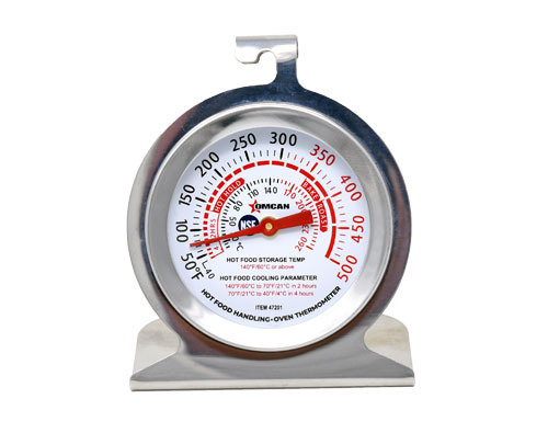 Omcan 47201 Oven Thermometer - 2" Dial, 50°-500°F (10°-260°C) Range, Top Hook, Dial Display