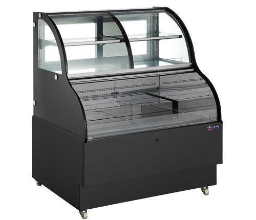 Omcan 47277 48" Dual Serve Refrigerated Display Case in Black, Combination Service
