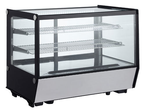 Omcan 47278 27" Full Service Countertop Refrigerated Display Case with Sliding Glass Door, 2 Shelves - 5.65 cu. ft. / 160 w