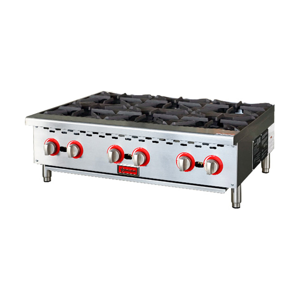 Omcan 47381 36" Countertop Gas Hotplate with (6) Burners, Manual Controls, 150.000 BTU
