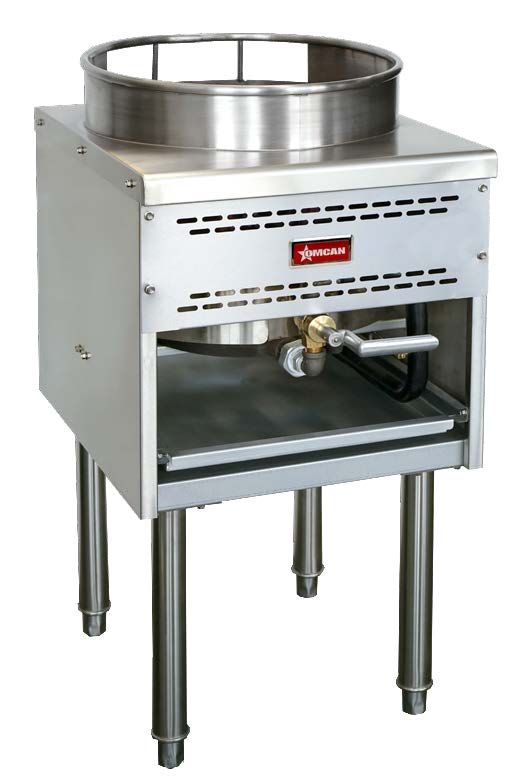 Omcan 47687 LP Gas Wok Range w/ (1) Burner (Bowl), 16" Wok Ring, Knee "L" Lever, Jet Burner, 125.000 BTU