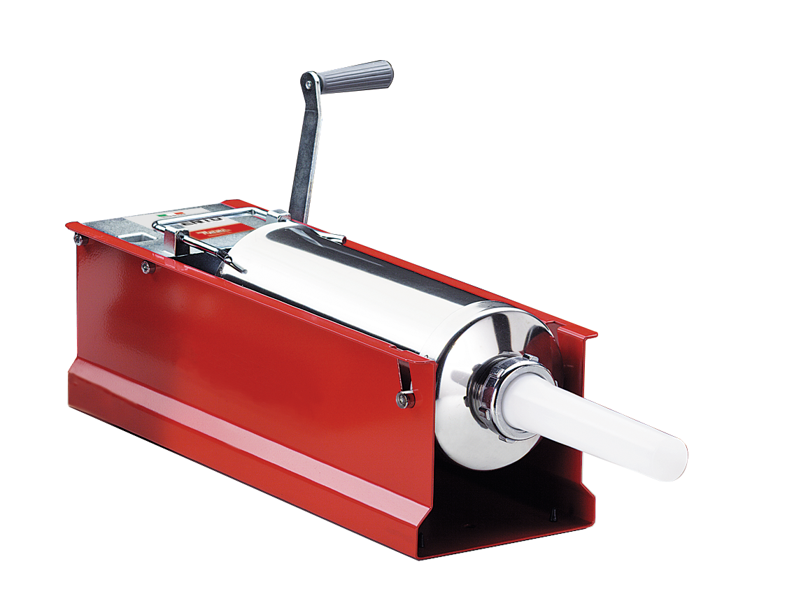 Omcan 47715 Trento Manual Sausage Stuffer, 11 lb Capacity, Stainless Steel Cylinder, Enameled Steel Sides, Red | 11 - 15 lb