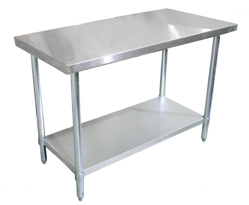 Omcan 47722 60" Open Base Work Table with Undershelf, 18 Gauge Flat Top
