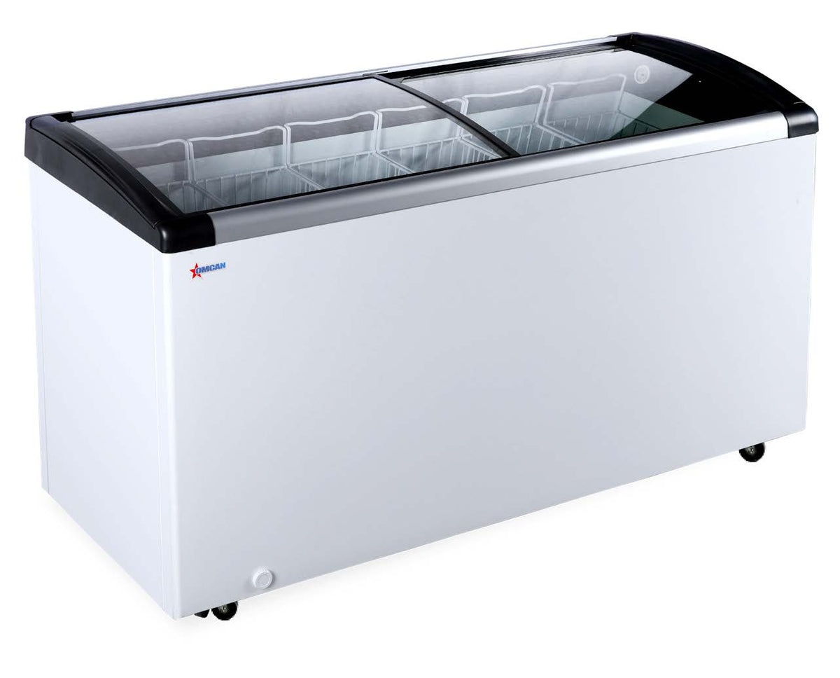 Omcan 47754 57" Curved Lid Ice Cream Display Freezer, 9.3 cu. ft.