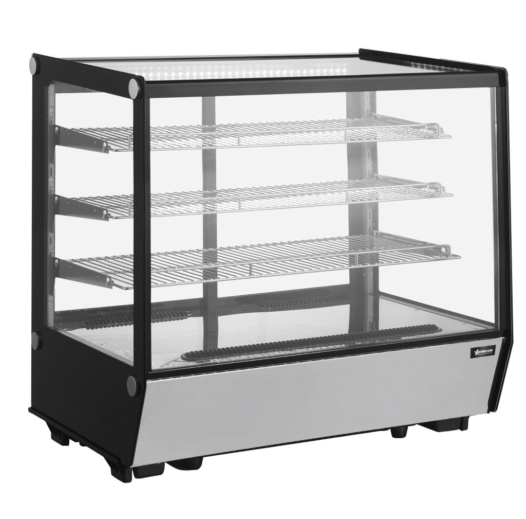 Omcan 47963 35" Case, 6.56 cu ft, 3 Shelves, Sliding, Digital 35.6-46°F, R290 350W 110-120V