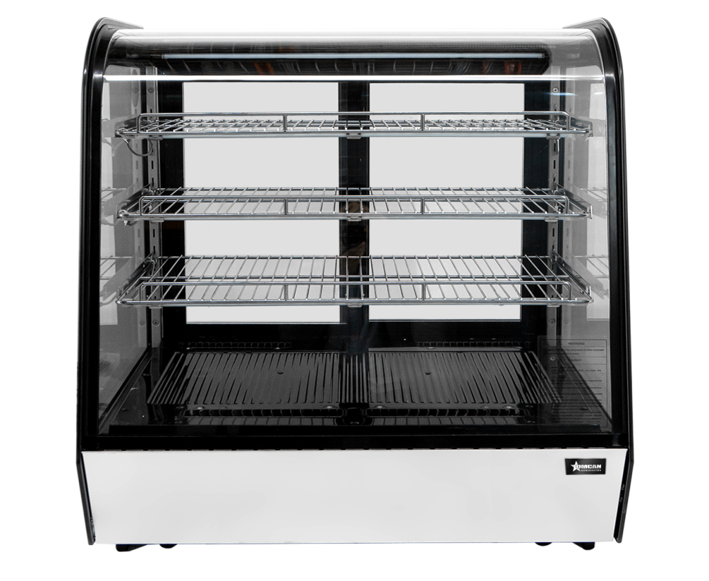 Omcan 47966 Display Case 35" 6.56 Cu.Ft 35.6-46°F Sliding Doors 3 Shelves R290 350W 110-120V