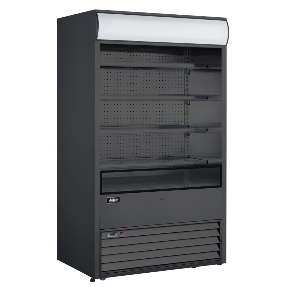 Omcan 48266 48" Vertical Grab-And-Go Refrigerated Open Air Merchandiser in Black