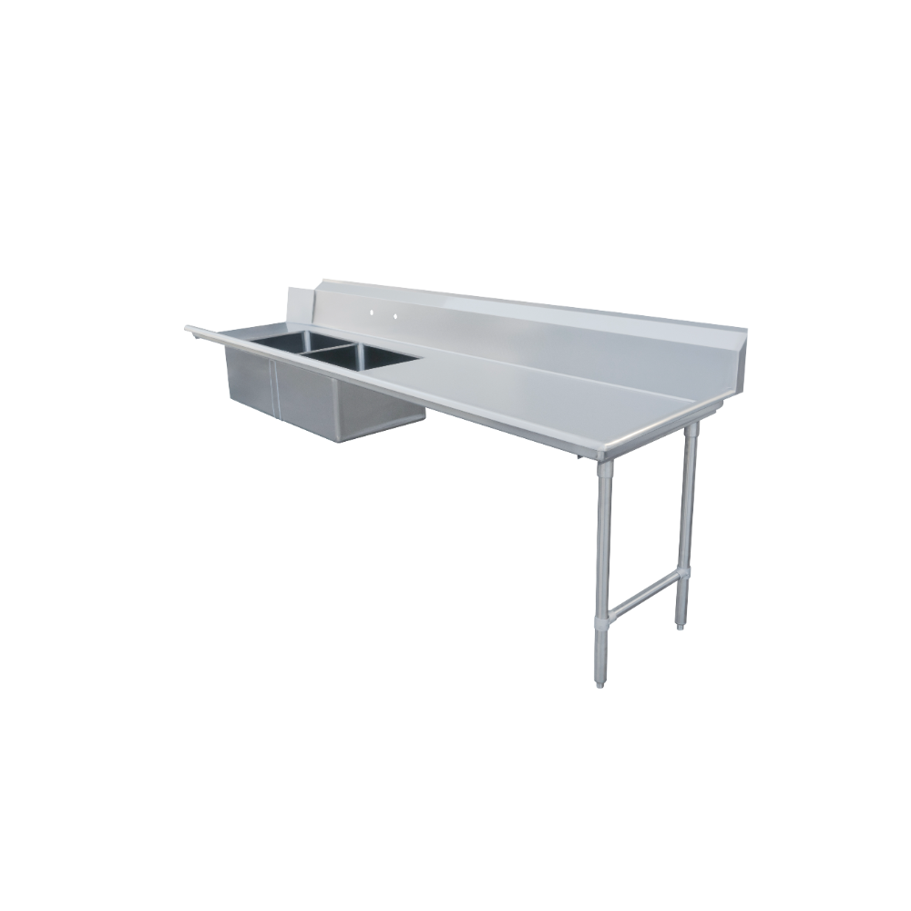 Omcan 48490 96" Stainless Steel Soiled Dishtable - 16 Gauge, 20"x20" 2 Sinks / Right-to-Left