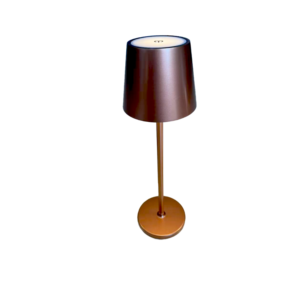 Omcan 48508 LED Table Lamp - 3-9/10" dia x 15" H, Battery (5V 3600mA), 3000K/6000K, Touch, Brown