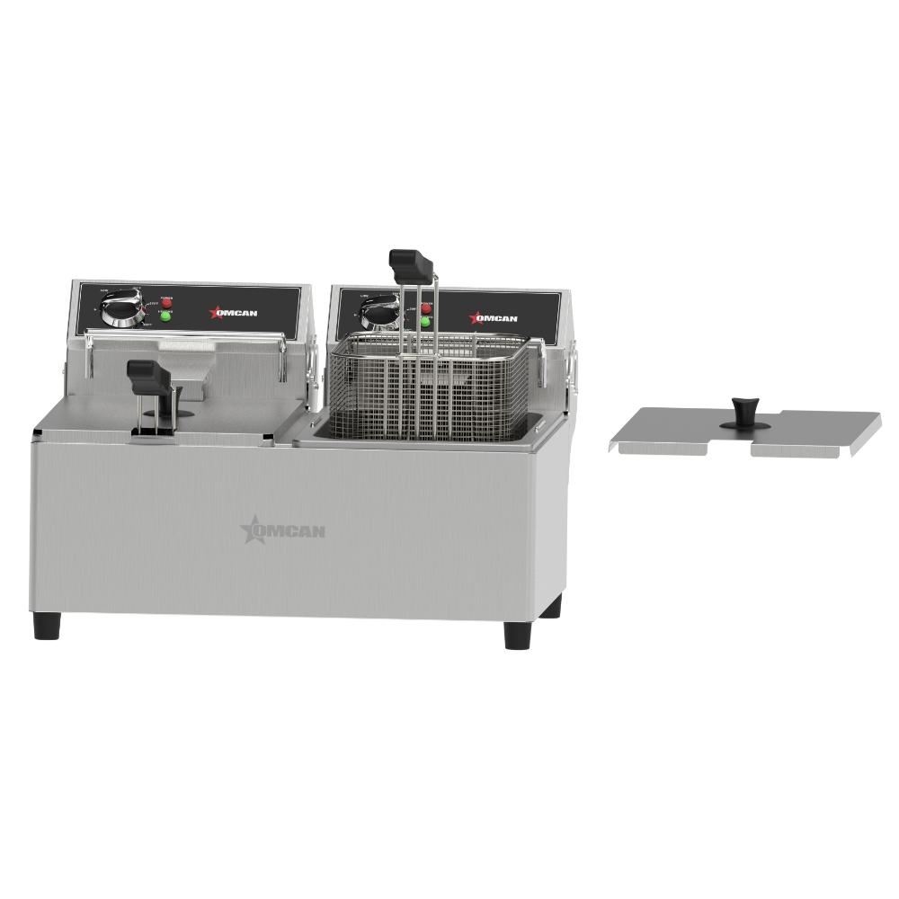Omcan 48585 24" Countertop Electric Deep Fryer, Split Pot, 40 Ibs, 240v/60/1-ph