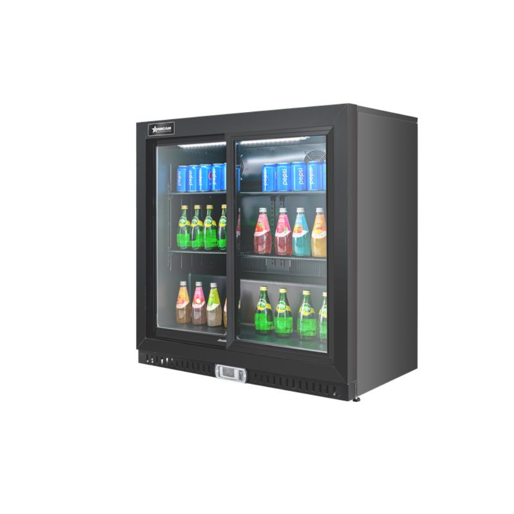 Omcan 48791 Refrigerated Back Bar Cooler, 36" x 20" Black, 7.5 cu ft, Lockable Door, R600a, 115V