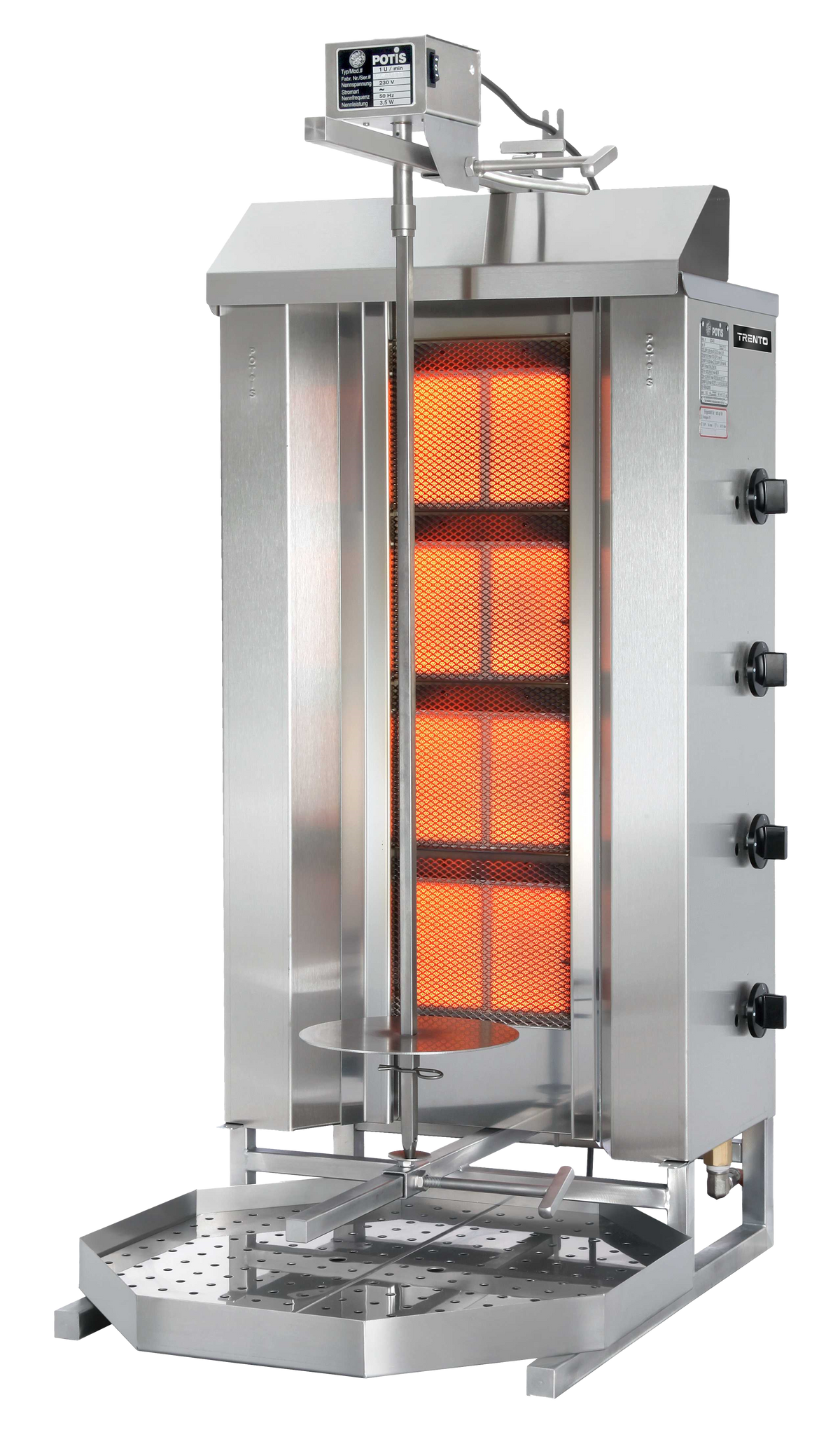 Omcan 49161 44" Gas Gyro Machine, 154.3 lbs, (4) Individual Controlled Infrared Burners | 145 - 200 lbs