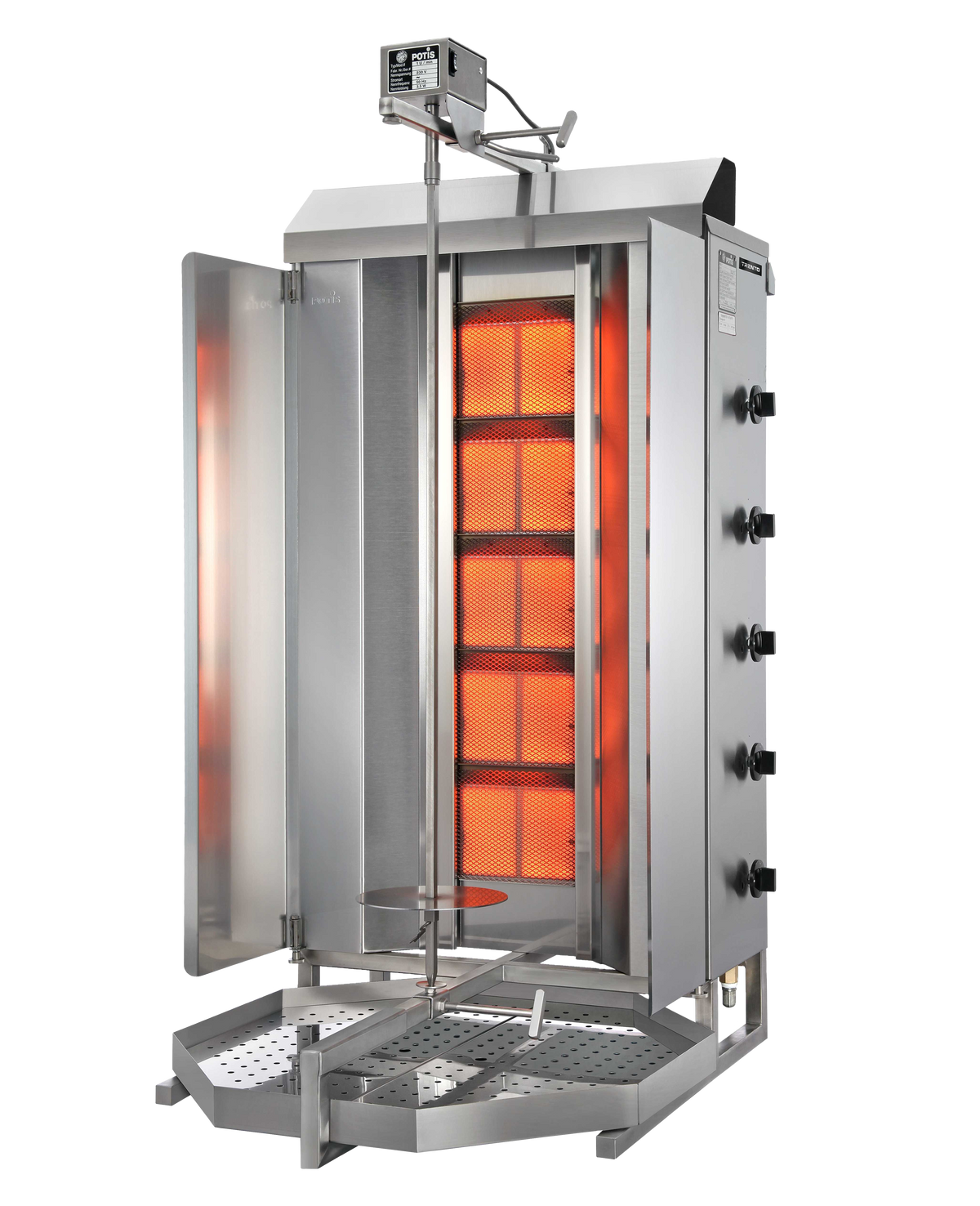 Omcan 49162 51" Gas Gyro Machine, 264.5 lbs, (5) Individual Controlled Infrared Burners