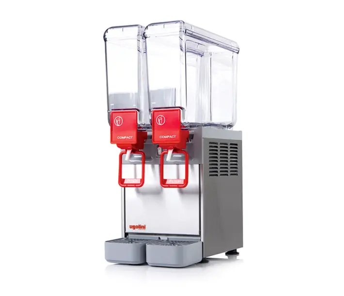 Omcan 49085 Countertop Beverage Dispenser with Double Bowls / Churn / Impeller - 2.1 Gal (each) | 16" Wide