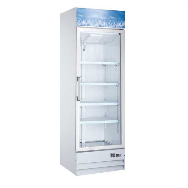 Omcan 50029 27" 1 Glass Door Freezer Merchandiser in White, 13 cu. ft.
