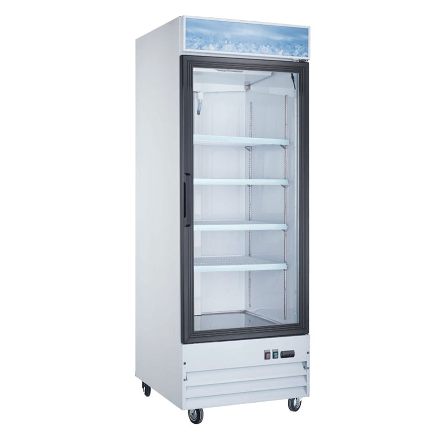 Omcan 50036 28" 1-Section Merchandiser Refrigerator with Glass Door in White, 23 cu. ft.