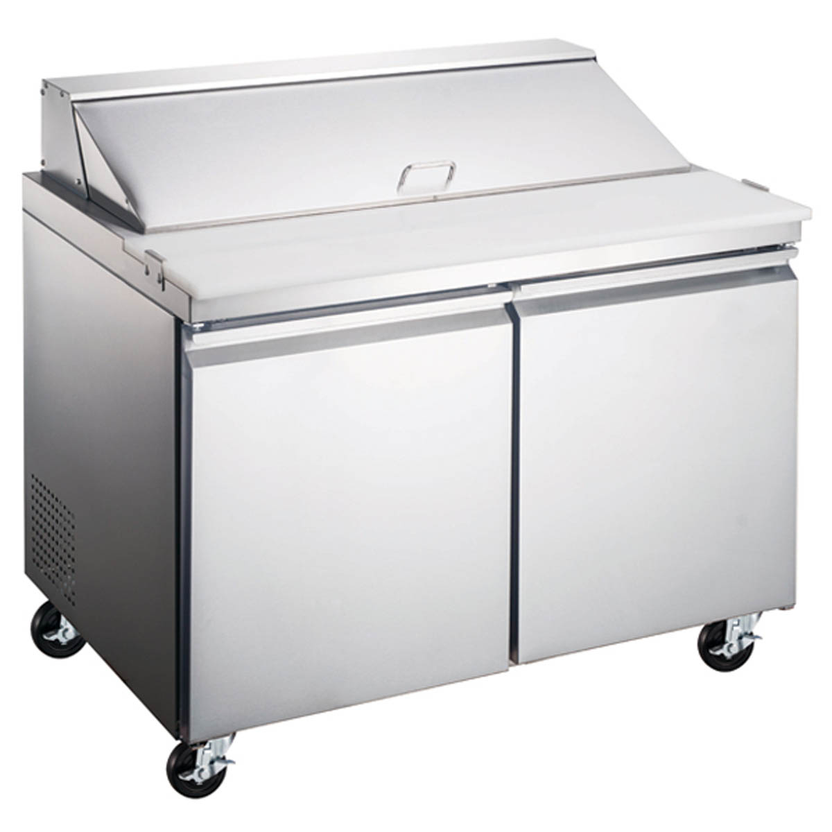 Omcan 50046 47" Two Section Sandwich / Salad Prep Table w/ 2 Doors, 12 Pans