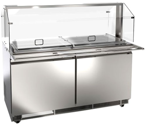 Omcan 50089 60" 2-Door Sandwich and Salad Prep Table, 12 Pans, Stainless Steel