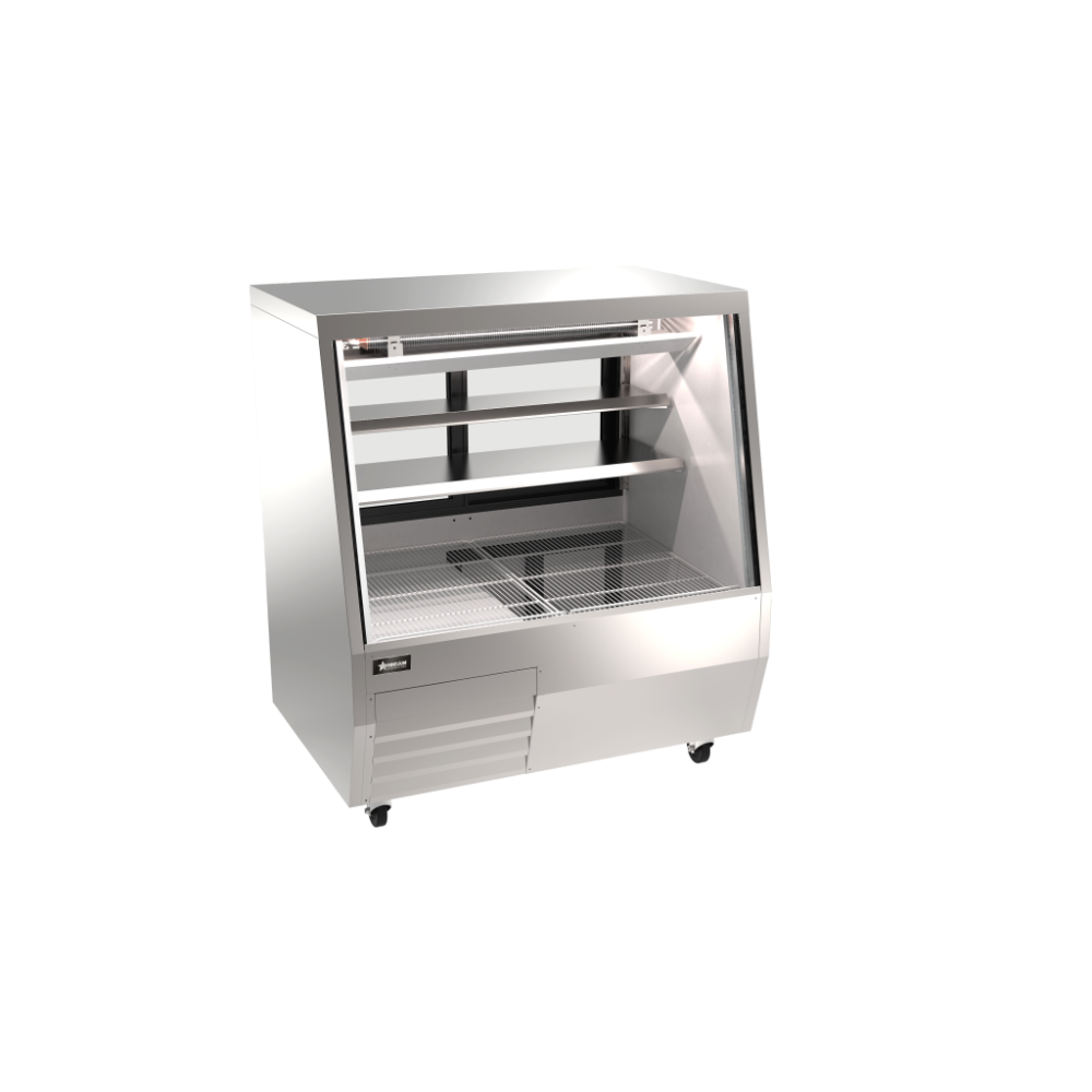 Omcan 50105 Deli Display Case, 50" Width, 20.58/6.14 cu ft, Stainless, LED, 3 Shelves, R290