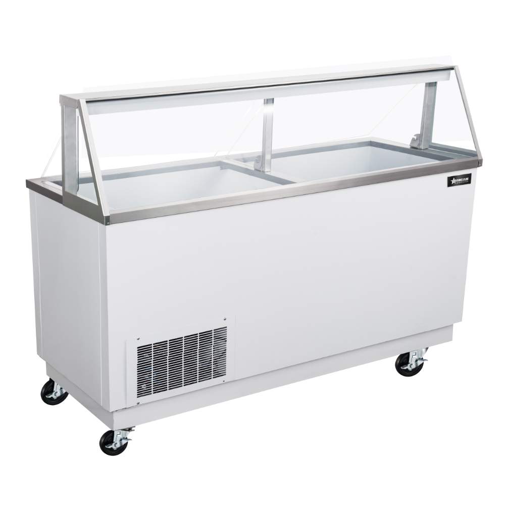 Omcan 50122 (FR-CN-0089) 88" Ice Cream Dipping Cabinet w/ Curved Sneeze Guard