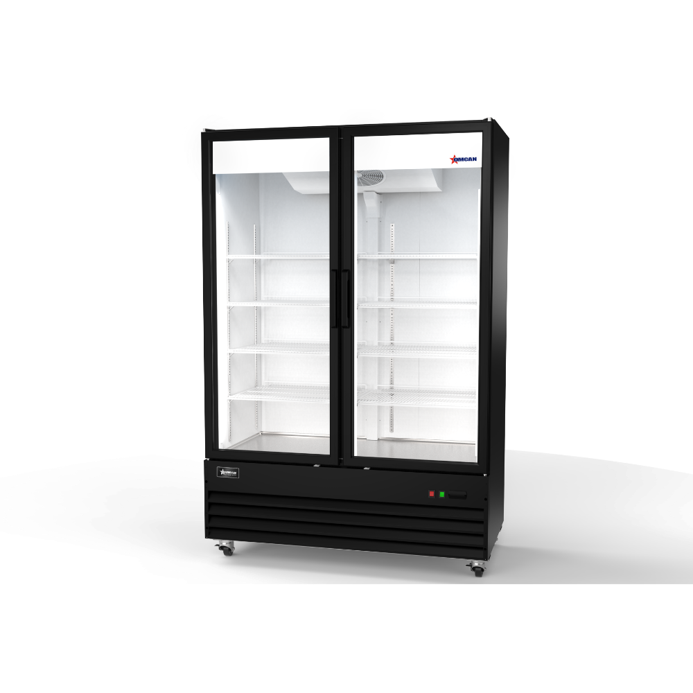 Omcan 50124 54" Two-Section Merchandiser Refrigerator, 35.5 cu.ft, Stainless Steel, Black, 115V