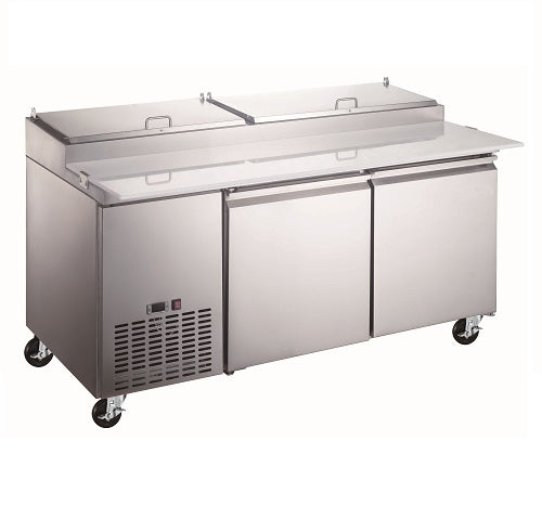 Omcan 59043 67" 2-Section Refrigerated Pizza Prep Table w/ 2 Doors, (9) 1/3 Pans