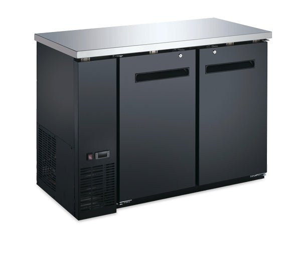 Omcan 59057 Aurora 48" Back Bar Cooler, 11.2 cu ft, Black, Doors, LCD, 4 Shelves, R290