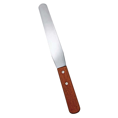 Omcan 80002 Bakery Spatula - 7-15/16" Blade Length, 1-1/4" Width, Wood Handle, Brown