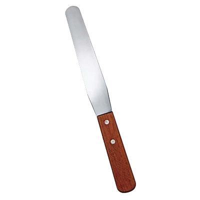 Omcan 80003 Bakery Spatula - 10" Stainless Steel Blade, 1-3/8" Wood Handle, Brown