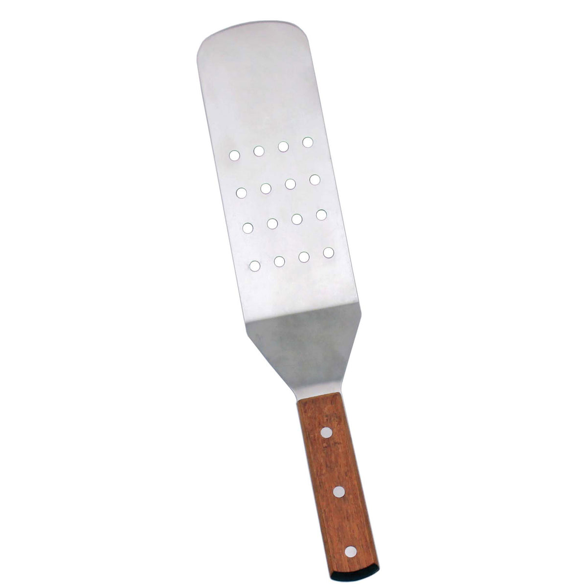 Omcan 80008 Kitchen Turner, 7-1/2" x 2⅞" Perforated Stainless Steel Blade, Wooden Handle
