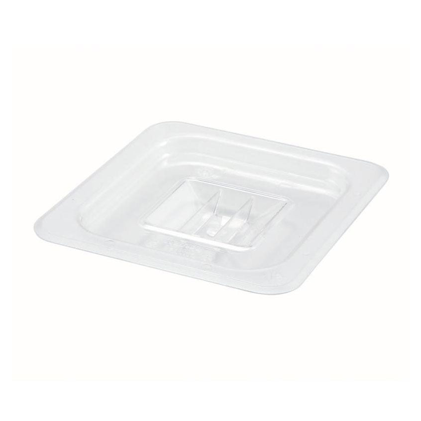 Omcan 80015 Pan Cover, 1/6 Size Flat Lid, Clear Polycarbonate, 6-15/16" x 6-3/8" NSF