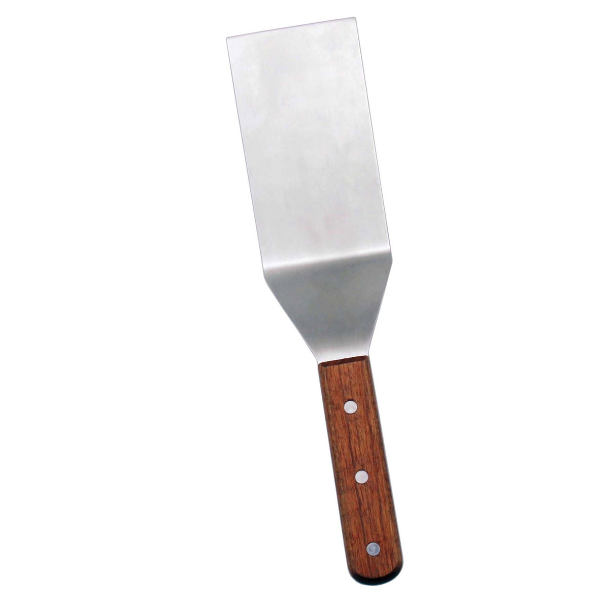 Omcan 80019 Stainless Steel Turner, 5" Blade X 2" Width, Wood Handle - Steak & Burger Flipper