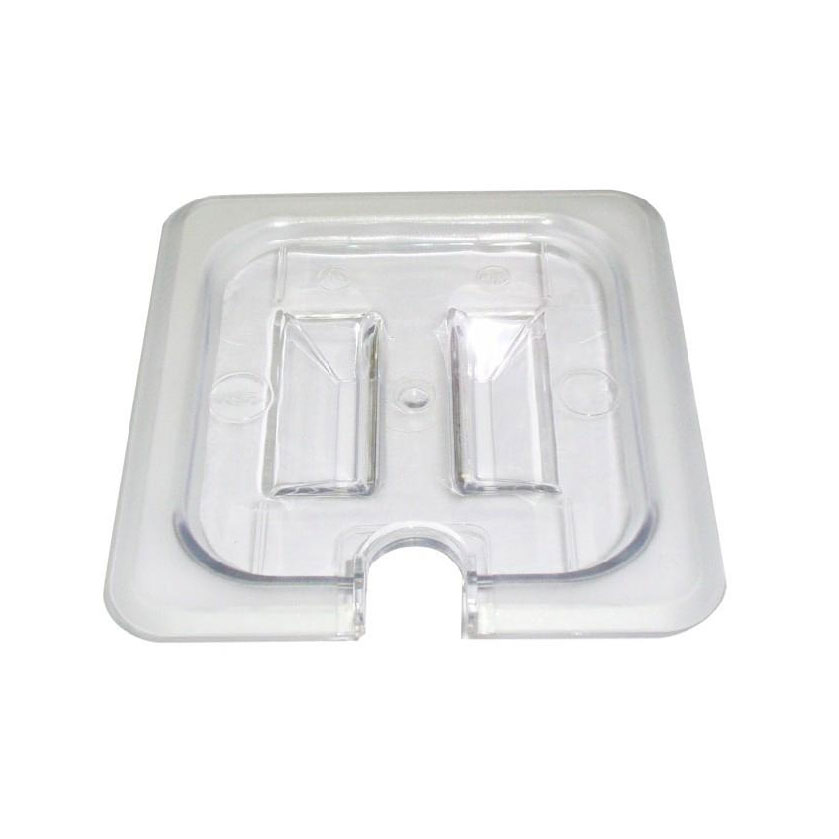 Omcan 80024 1/3 Size Clear Polycarbonate Lid, Handled Spoon-Notched Slotted, 12-4/5" x 6-15/96"