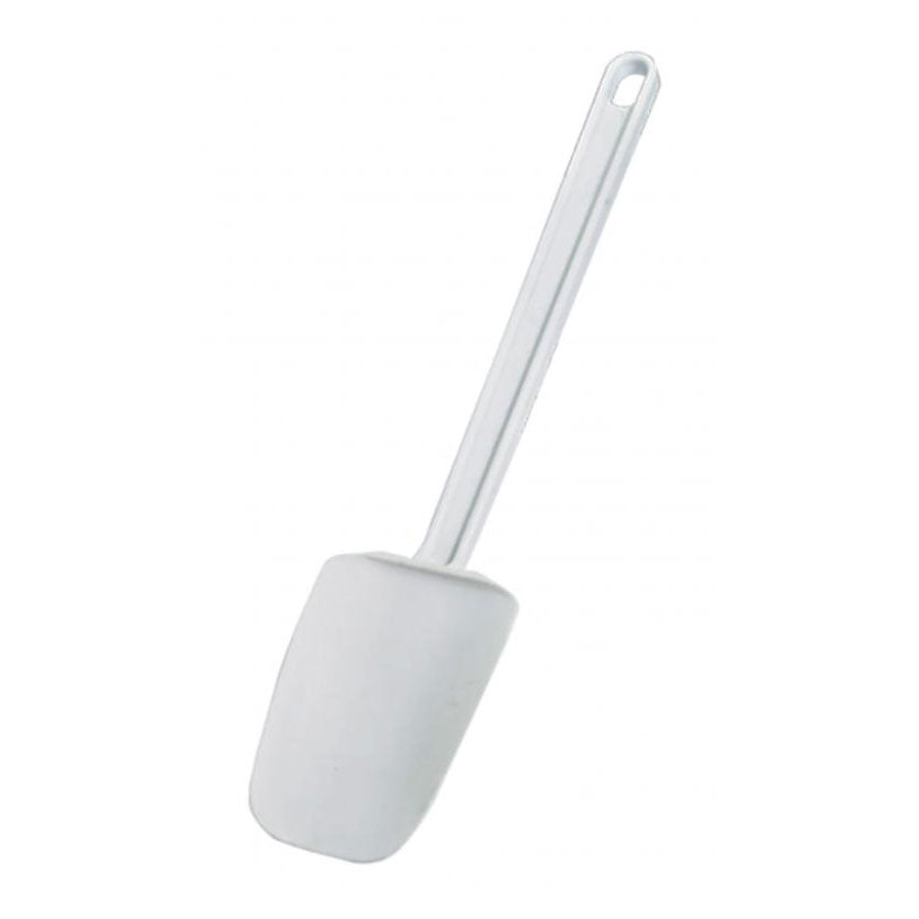 Omcan 80052 Spoonula - 14" Plastic Kitchen Spatula, White Handle, 12"-14"