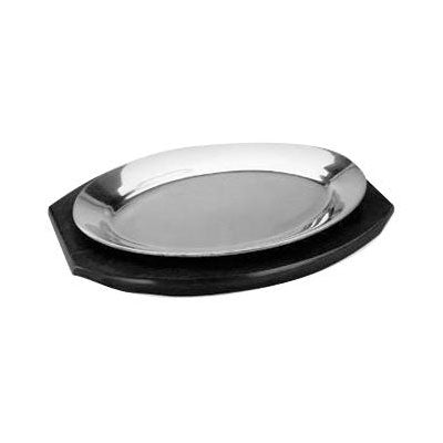 Omcan 80091 Sizzle Thermal Platter Underliner, 11" Oval Wood, For 80087