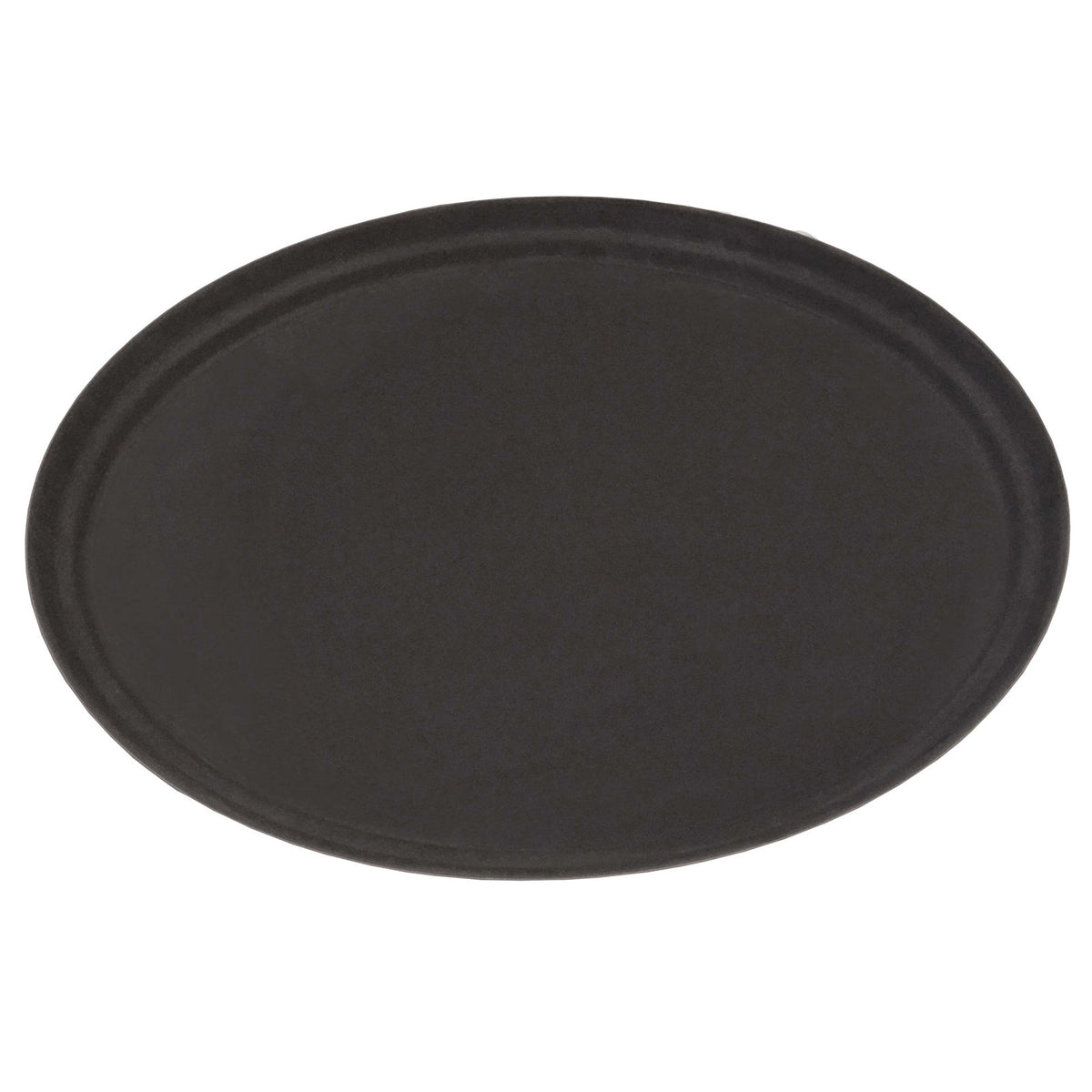 Omcan 80107 Oval Non-Slip Serving Tray, 26" Diameter, Black ABS Plastic, NSF