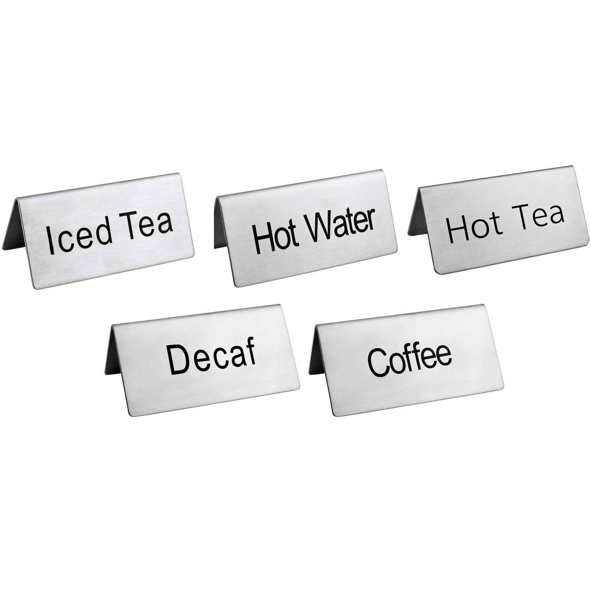 Omcan 80141 Iced Tea Stainless Steel Beverage Tent Sign, Printed Metal Tabletop Display