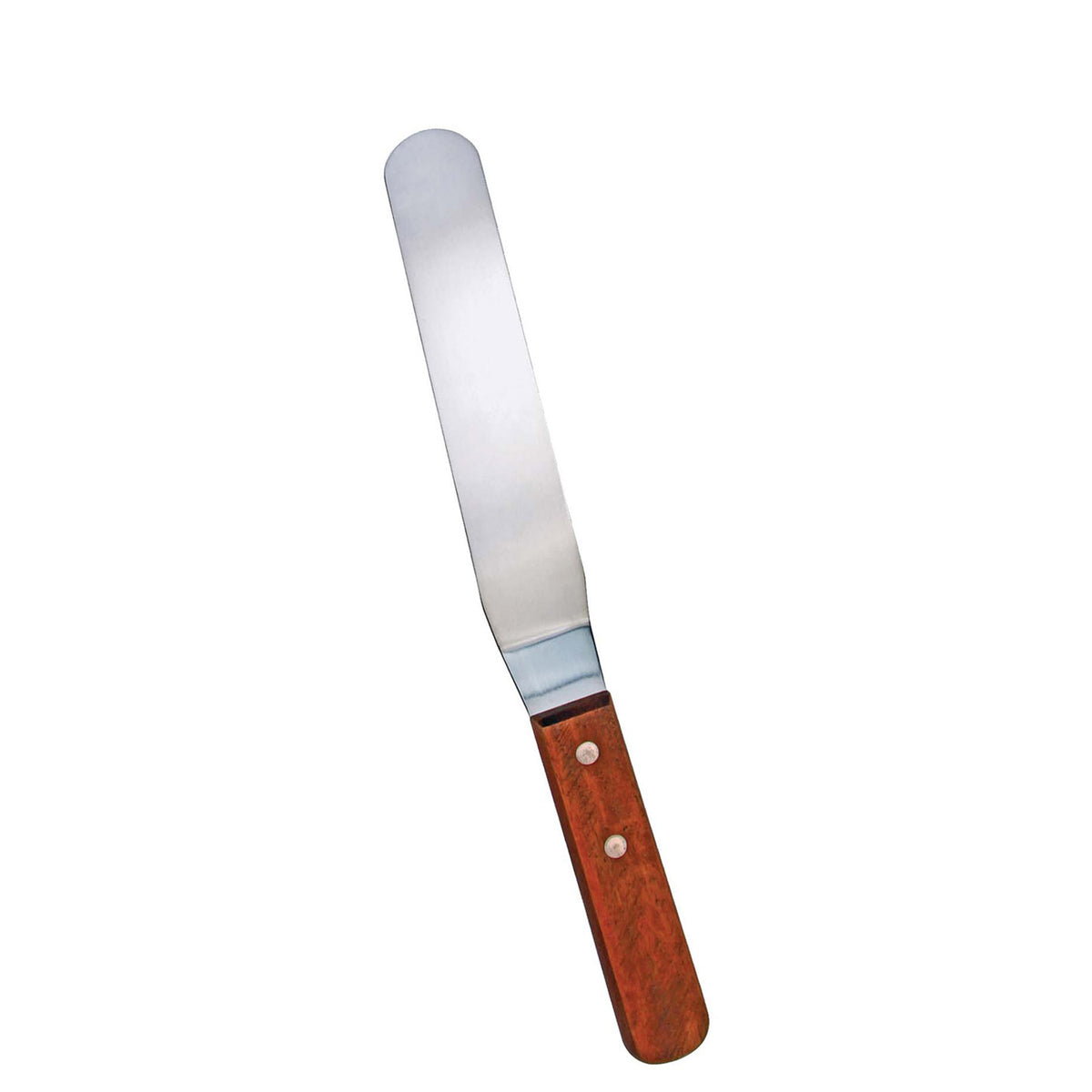 Omcan 80144 Offset Bakery Spatula, 6-1/2" x 1-5/16" Steel Blade, Brown Wood Handle