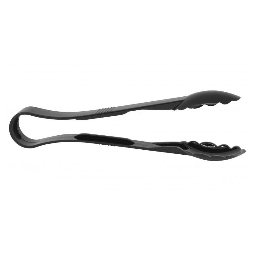Omcan 80159 Plastic Serving Tongs, 12" Scallop Grip, Polycarbonate, Black, NSF