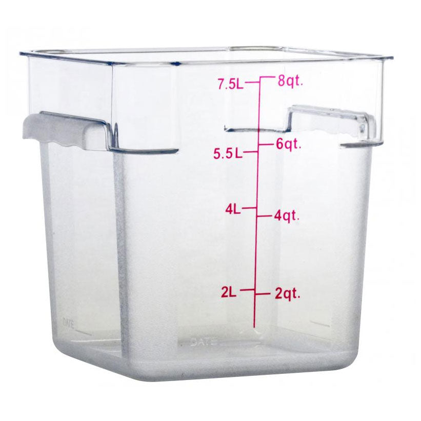 Omcan 80169 8-Qt Square Storage Container, Clear Polycarbonate, Container Only | 7 - 12 qt capacity