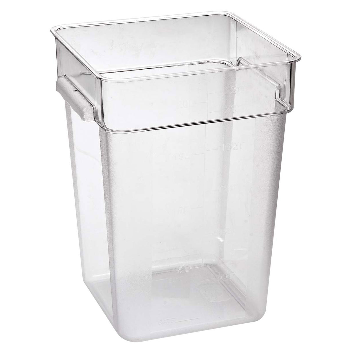 Omcan 80182 22-Qt Square Clear Polycarbonate Food Storage Container, 19-24 Qt | 19 - 24 qt capacity