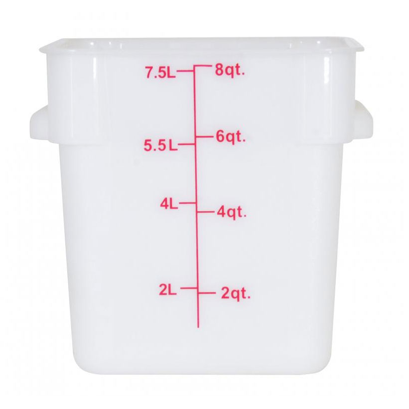 Omcan 80190 8-Qt Square Container, White Polypropylene, 7-12 Qt, Container Only | 7 - 12 qt capacity